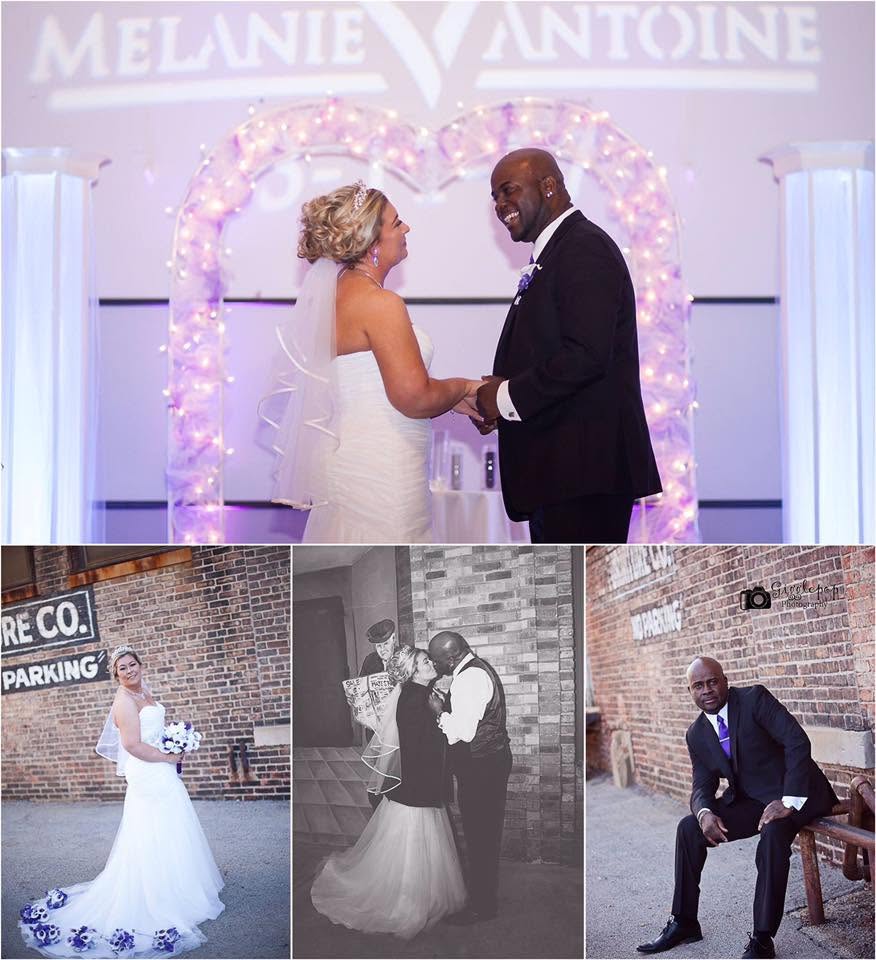 Wedding photo collage from Melanie's 10-year vow renewal in 2017