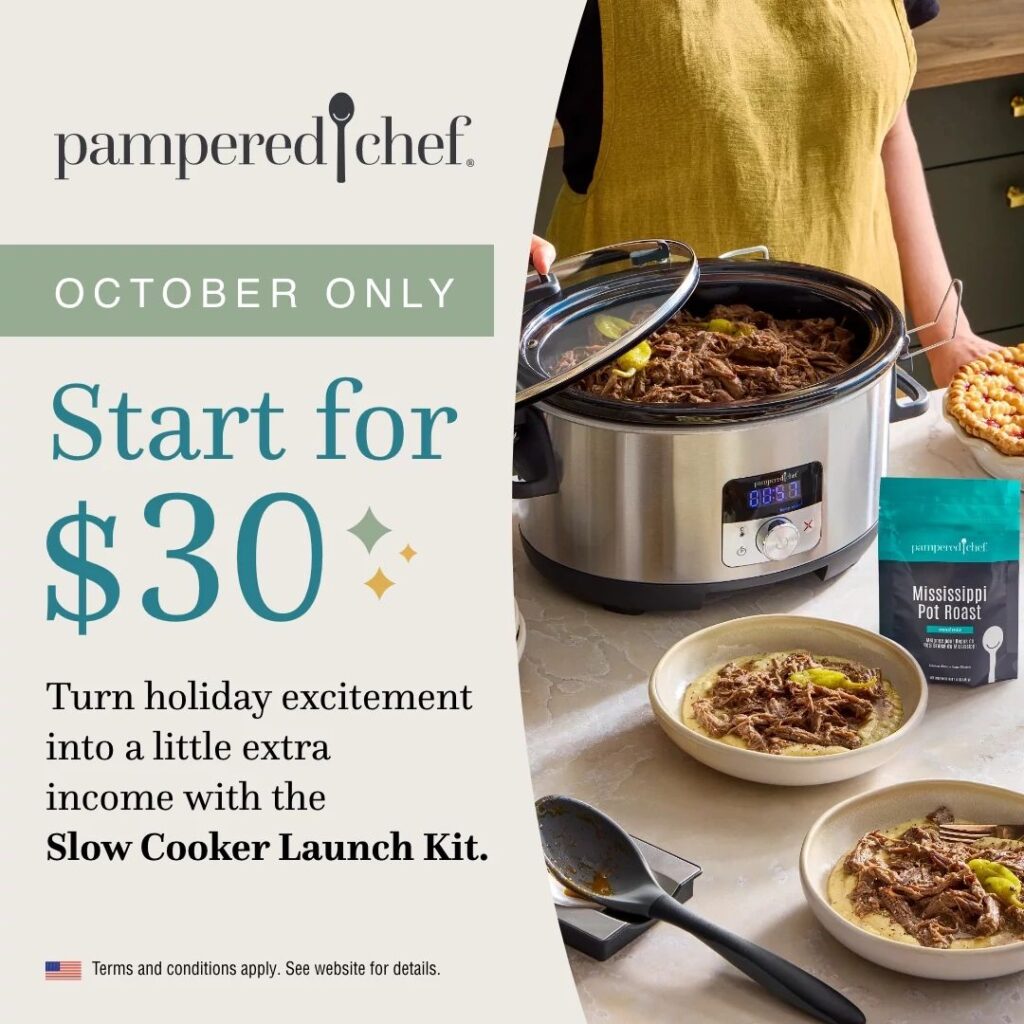 October new consultant offer: start with Pampered Chef for $30 and get the slow cooker