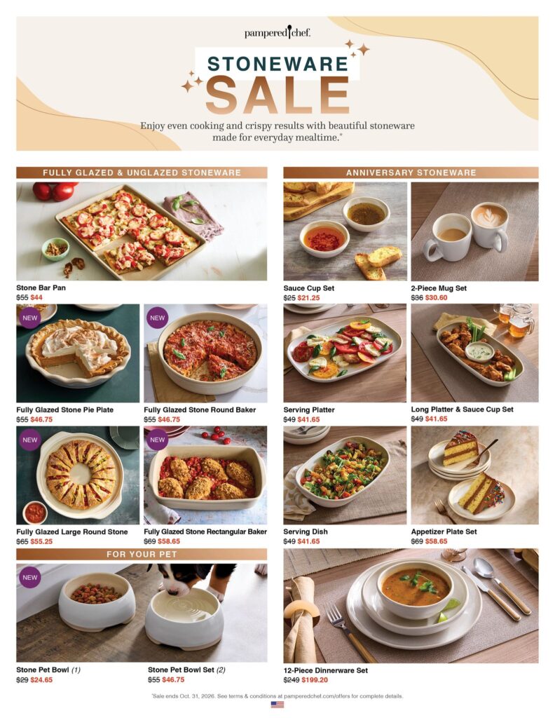 October Pampered Chef stoneware sale